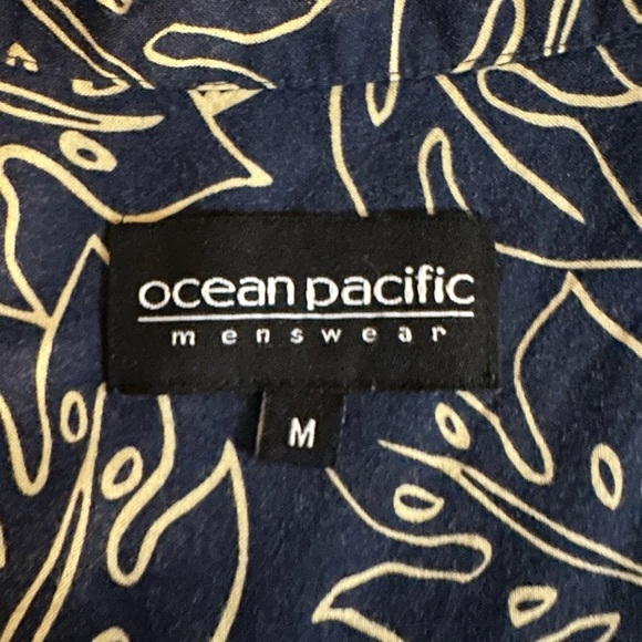 Ocean Pacific Vintage Men's Black Hawaiian Abstract Short Sleeve Shirt (Med) - Picture 3 of 11